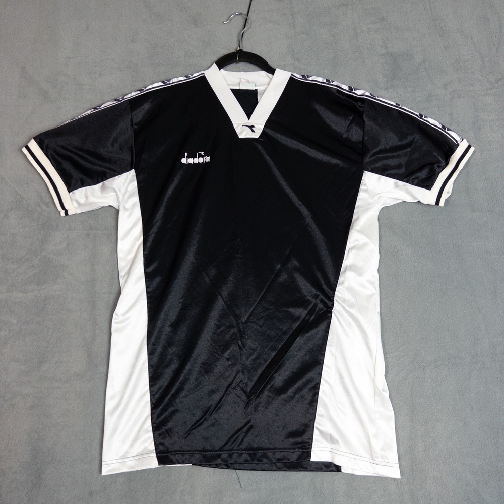 Diadora Soccer Jersey Mens Medium Black Good Vintage 21 Graphic Blokecore